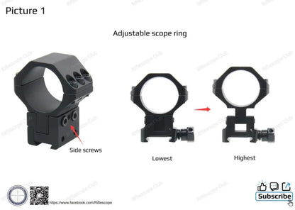 Paires d'Anneaux de portée réglables Max 6mm / 40MOA - X-ACCU - Vector Optics