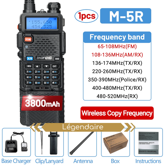 Baofeng M-5R - 3800mAh,  Longue Portée UV-5R K5 Radio Bidirectionnelle 1 à 2PCS
