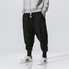 Pantalon sarouel en coton à taille élastique