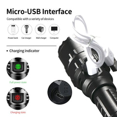 Lampe tactique LED rechargeable USB – plusieurs kits