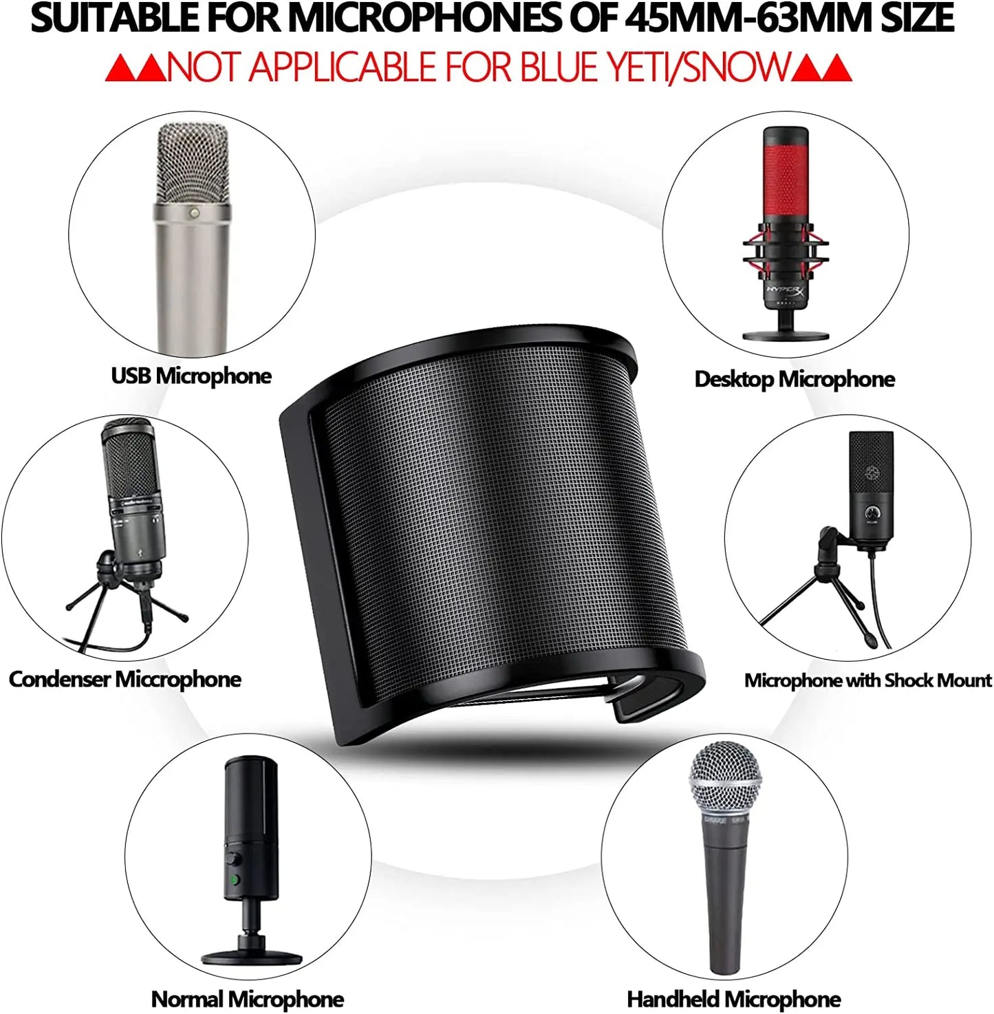 Filtre Pop universel pour microphone à condensateur