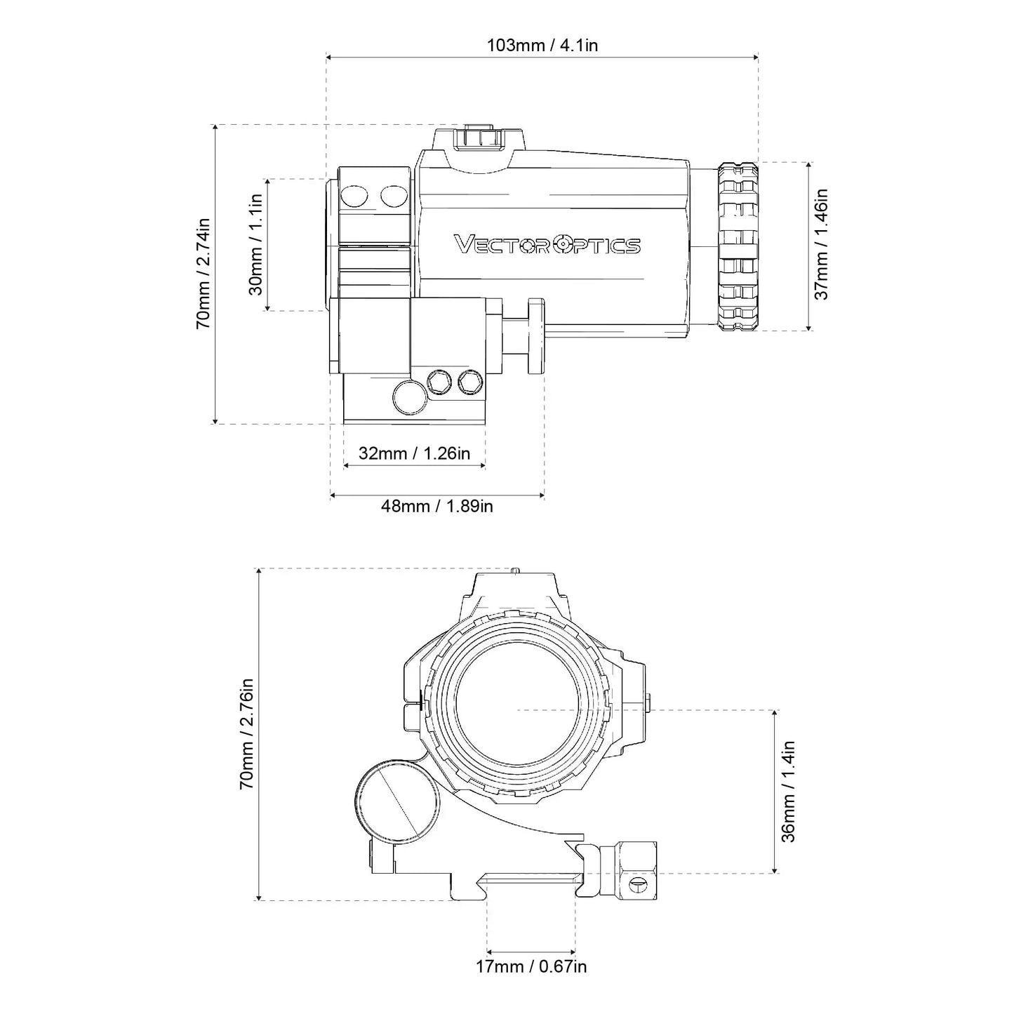 Magnifier Vector Optics-Maverick-III 3x22compatible avec viseur point rouge