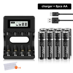 Batteries AA Li-ion rechargeables 1,5 V PALO – lots et chargeur selon variante