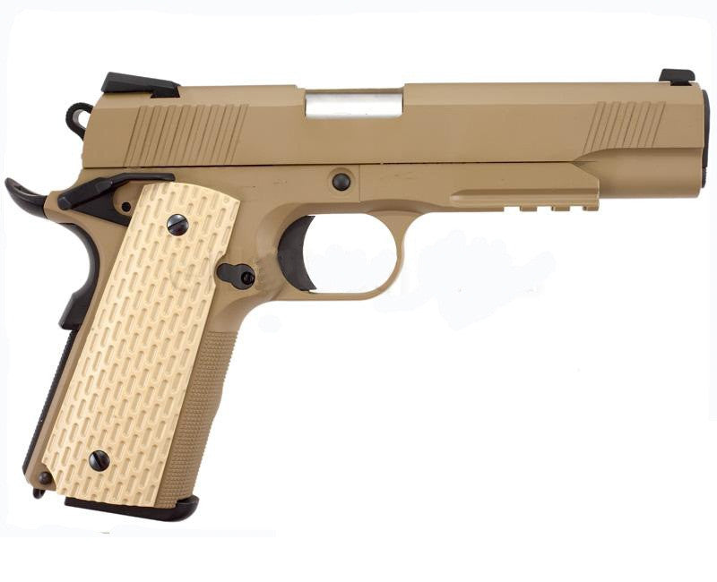 Pistolet airsoft WE Kimber 1911 6 mm — GBB gaz — Tan