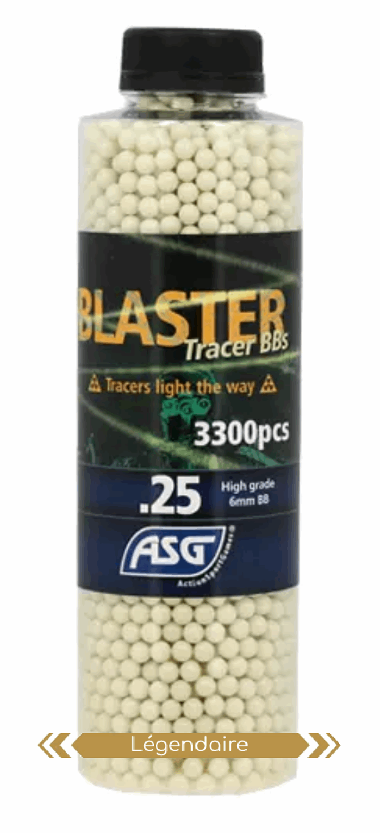 Billes Traçantes 0.25G Open Blaster en Bouteille de 3300 - ASG