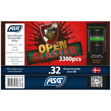 Billes Airsoft BIO 0,32 g Open Blaster – 3 300 billes ASG