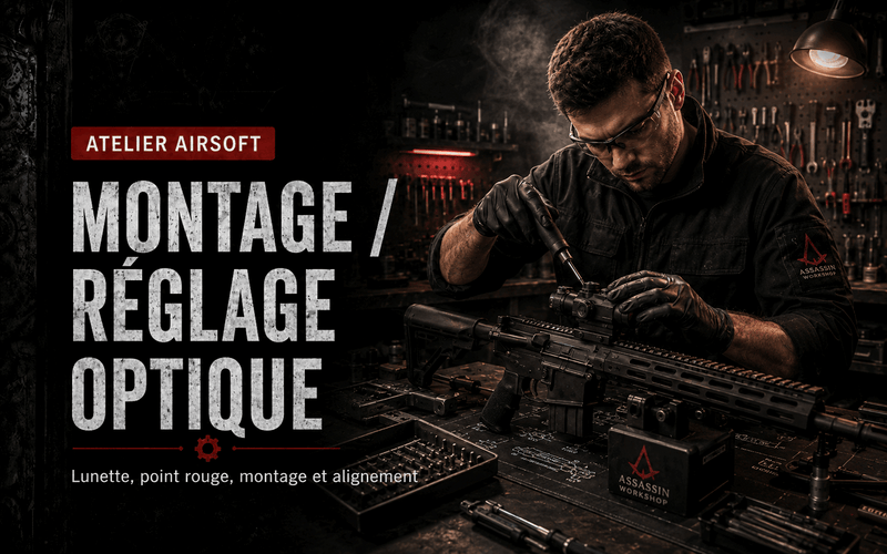 Montage et réglage optique Airsoft – red dot, lunette, alignement et test