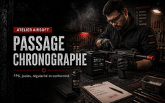Passage chronographe Airsoft – mesure FPS / joules et fiche de contrôle