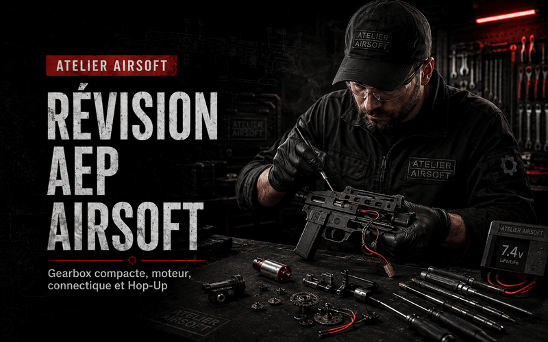 Révision AEP Airsoft – gearbox compacte, moteur, connectique et Hop-Up