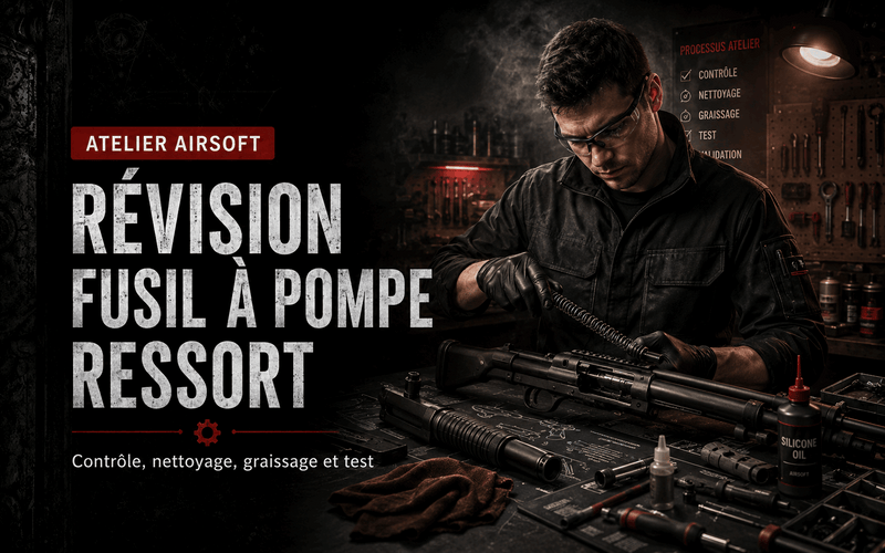 Révision fusil à pompe Airsoft à ressort – mécanisme, alimentation et Hop-Up