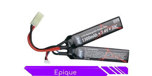 Batterie LiPo 7,4 V 1 300 mAh 20C double stick Mini-Tamiya – ASG