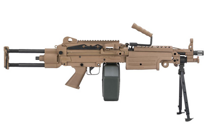 Réplique mitrailleuse M249 Para Polymère Noir et Tan :  FN Herstal-A&K / AEG