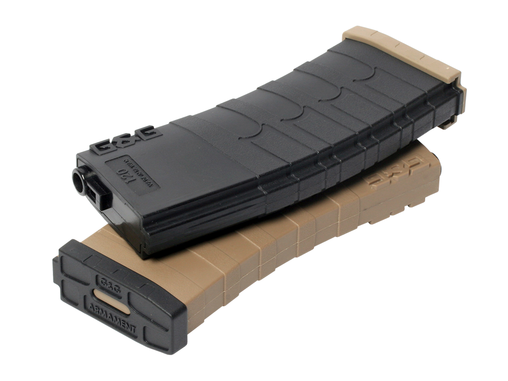 Chargeur G&G GR16 120 billes tan/noir — Réf. S10291