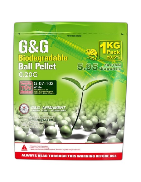 Billes BIO G&G 0,20 g blanches 1 kg — Réf. S10720