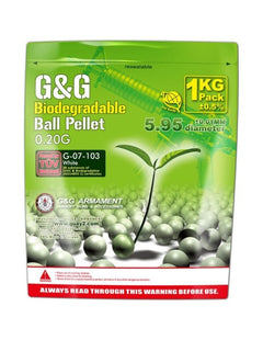 Billes BIO G&G 0,20 g — Blanches — Sac 1 kg — Réf. S10720 — composant du pack AW