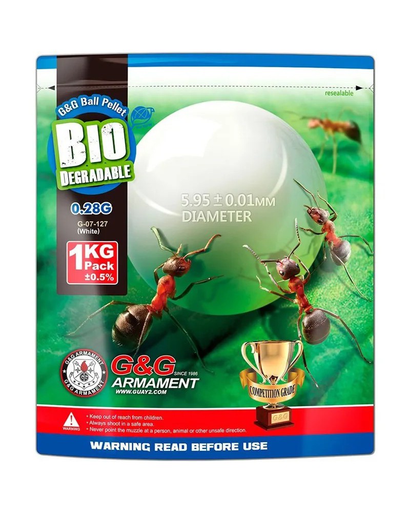 Billes BIO G&G 0,28 g blanches 1 kg — Réf. S10722