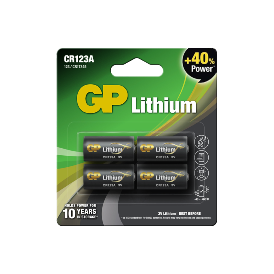 Lot de 4 piles CR123 Lithium Pro GP Batteries référence 102033