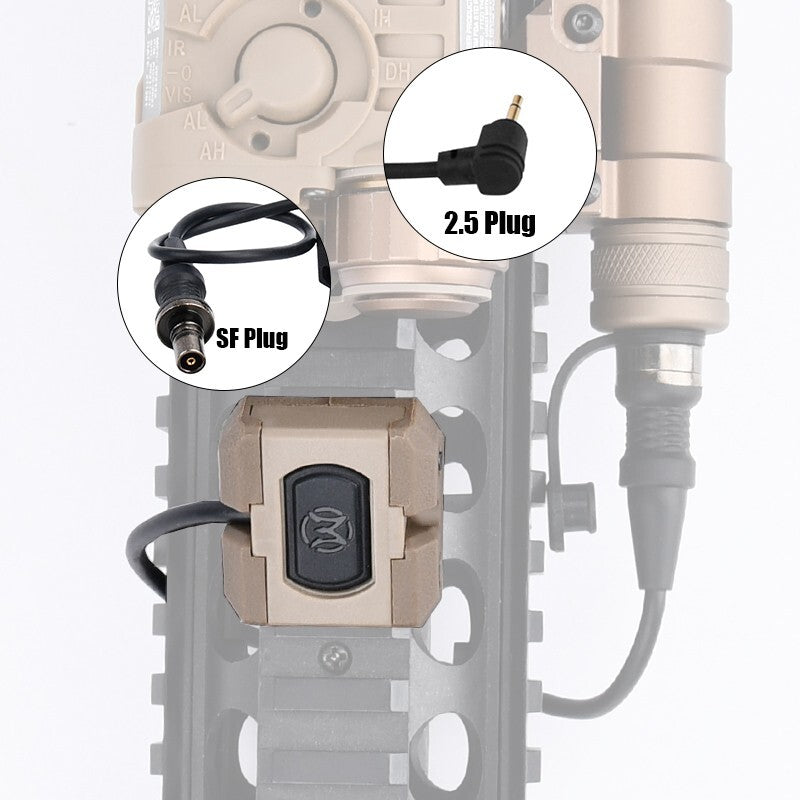Switch UT Hot Button Picatinny Dark Earth WADSN — connectique 2,5 mm, référence WD07011-DE-LOGO
