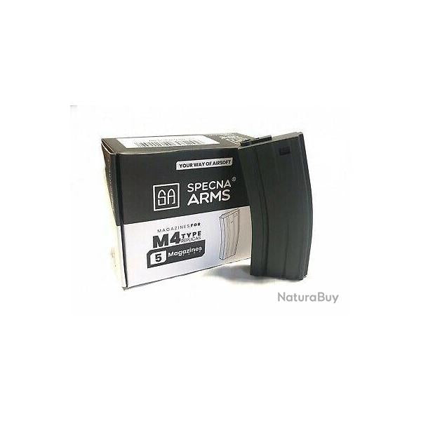 Lot de 5 chargeurs AEG Specna Arms S-MAG AK 175 billes noir — SA44443