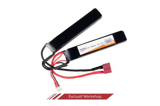 Batterie double stick Swiss arms LIPo 7.4V 2200mAh T-Dean 25C