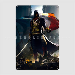 Plaque métallique Arno Dorian et drapeau français – Assassin’s Creed Unity