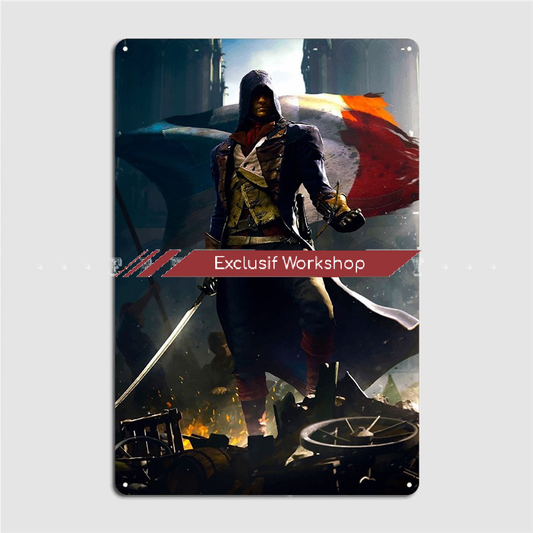 Plaque métallique Assassin's Creed Unity - Arnaud Victor Dorian - Drapeau Français