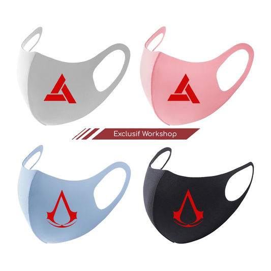 Masque logo Assassin's Creed et Abstergo, lavable et réutilisable