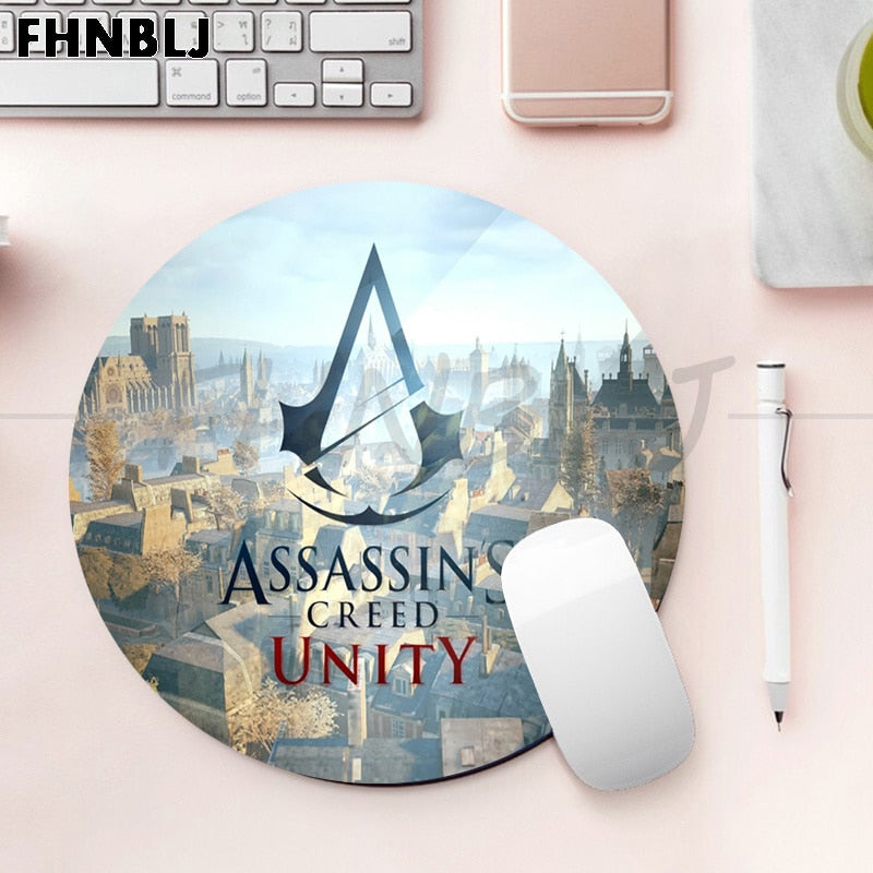 Tapis de souris Assassin's Creed, rond et épais de 20x20cm