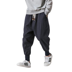 Pantalon sarouel en coton à taille élastique