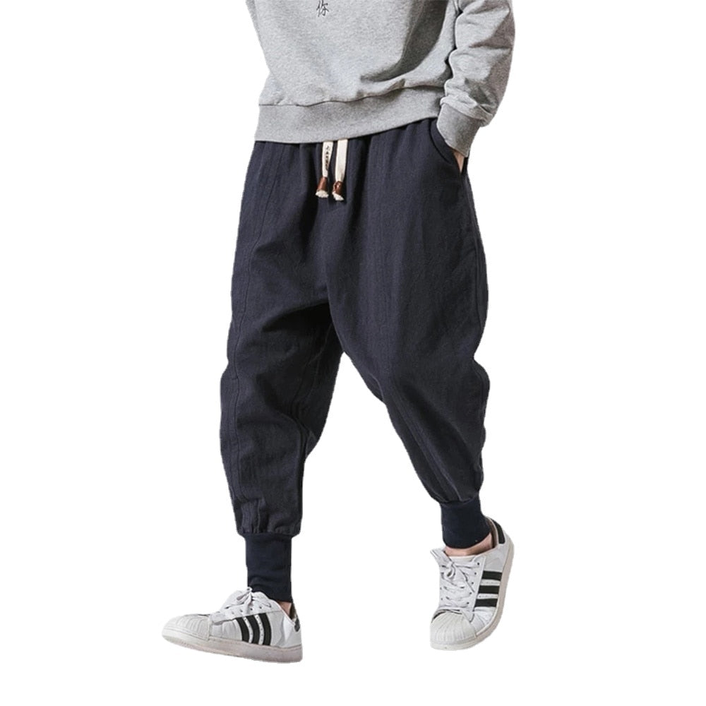 Pantalon sarouel en coton à taille élastique