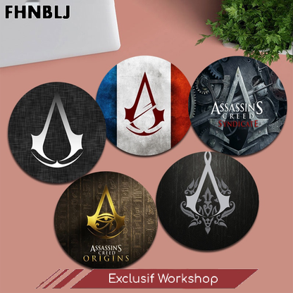 Tapis de souris Assassin's Creed, rond et épais de 20x20cm