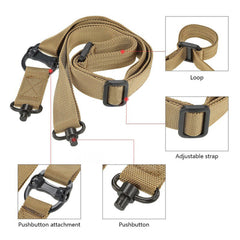 Sangle tactique deux points avec boucles métalliques