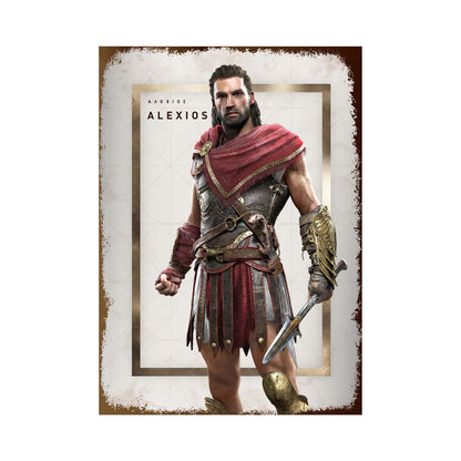 Plaque métallique Assassin's Creed Odyssey et Valhalla - Kassandra, Alexios, Eivor