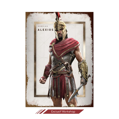 Plaque métallique Assassin's Creed Odyssey et Valhalla - Kassandra, Alexios, Eivor