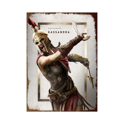 Plaque métallique Assassin's Creed Odyssey et Valhalla - Kassandra, Alexios, Eivor