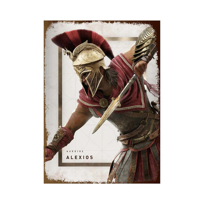 Plaque métallique Assassin's Creed Odyssey et Valhalla - Kassandra, Alexios, Eivor